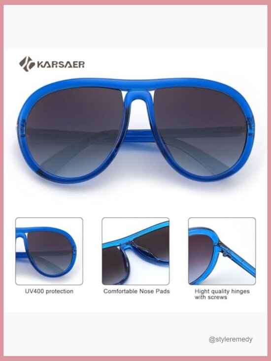 Oversized Retro Aviator Sunglasses with UV Protection main image 6